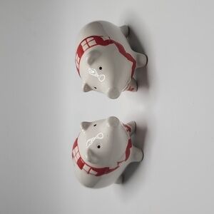 Pier 1 Pig Salt and Pepper Shakers Red & White
